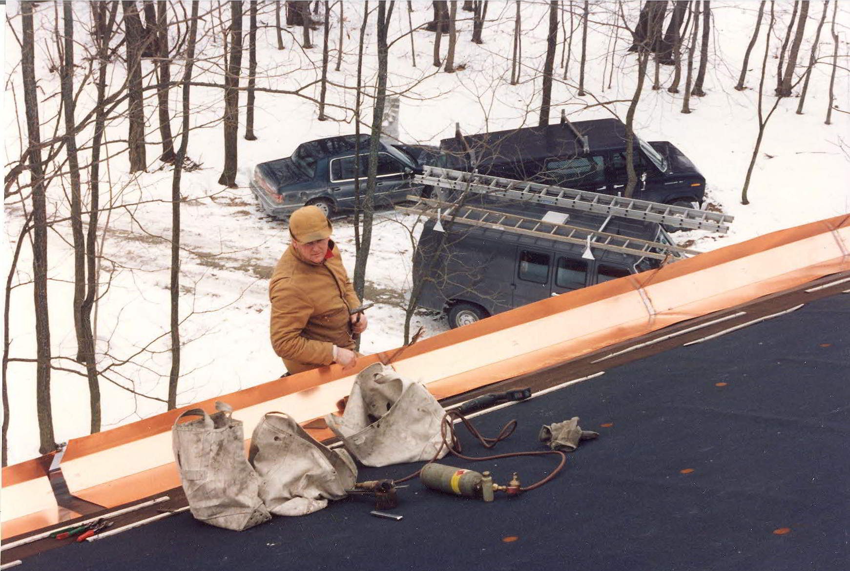 Danny and Joyce working the copper gutter
